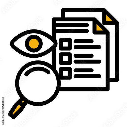 File Search Research Inspection Icon from Customer Assessment Collection (Outline Color Lineal style)