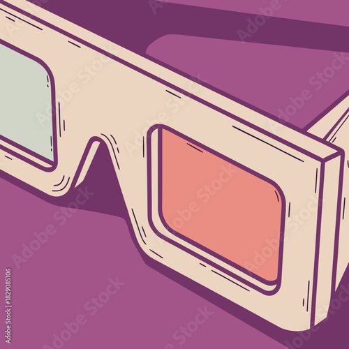 An illustrated pair of retro 3D movie glasses