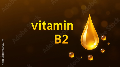 Vitamin B2 gold icon. Vitamin drop pill capsule icon. Pantothenic acid vitamin drops tablets capsules. Shining golden drop of essence. Beauty treatment nutrition skin care design. Vector illustration