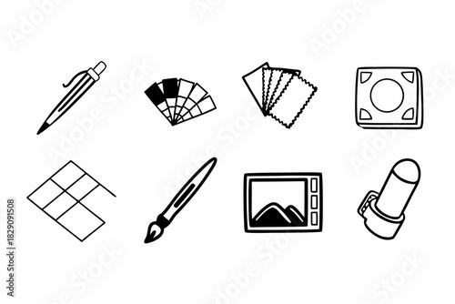 A Collection of Hand Drawn Digital Art Tool Icons