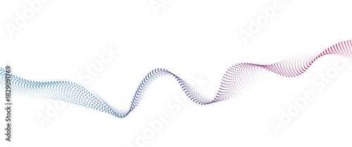 Flowing Dot Wave halftone gradient pattern on transparent background	