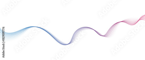 Flowing Dot Wave halftone gradient pattern on transparent background	