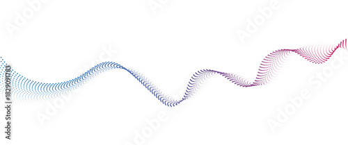 Flowing Dot Wave halftone gradient pattern on transparent background	