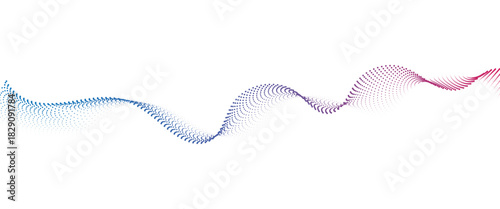 Flowing Dot Wave halftone gradient pattern on transparent background	