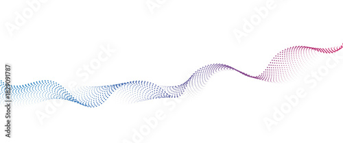 Flowing Dot Wave halftone gradient pattern on transparent background	