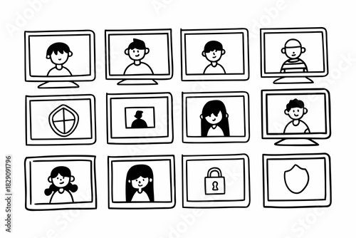 Hand Drawn Online Safety Icons for Children