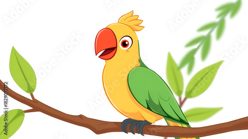 a cute cartoon parrot isolated on white