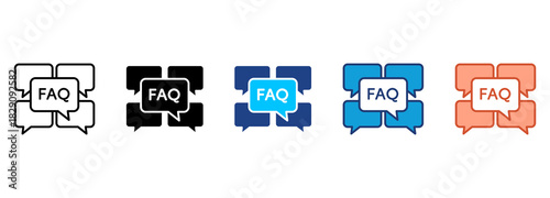 Faq Icon Set Multiple Style Collection 