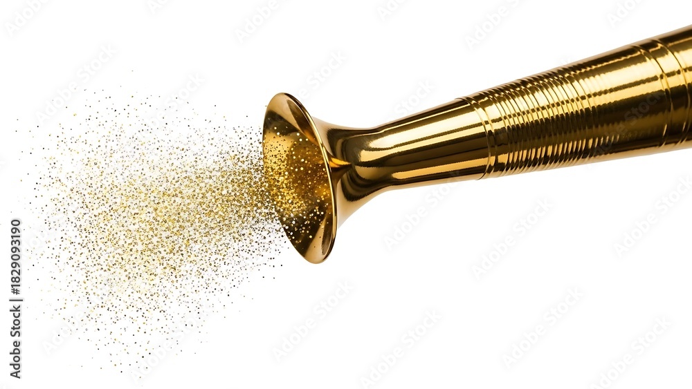 Obraz premium Golden trumpet with shimmering particles