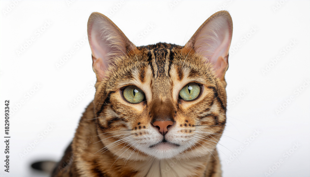 Obraz premium Striking Frontal Portrait of a Bengal Cat with Leopard Spots