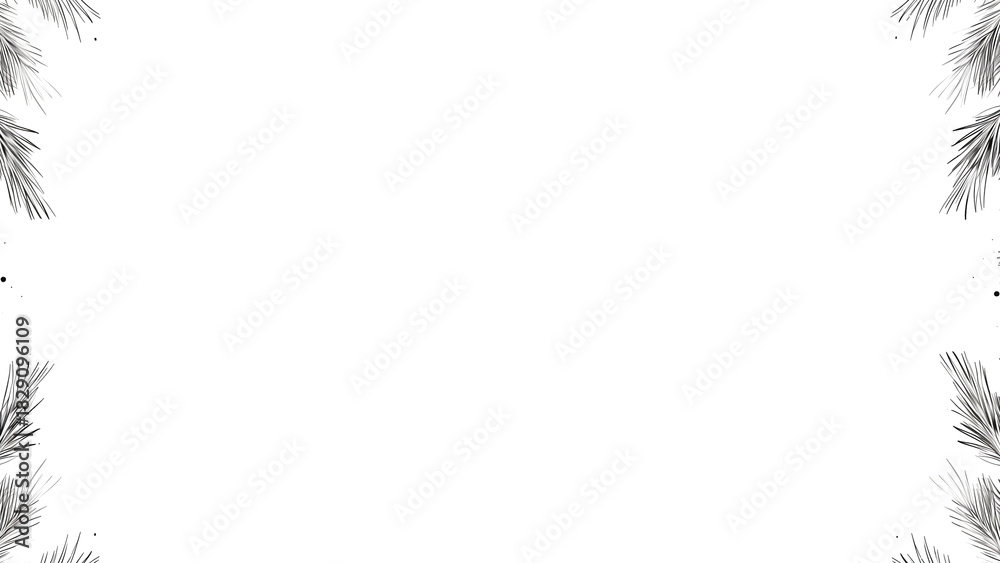 Obraz premium シンプルな松の葉の線画フレーム