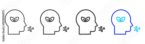 calm breath icon set collection in creative outline style for states of mind featuring multiple thickness variations suitable for wellness meditation relaxation visual ai