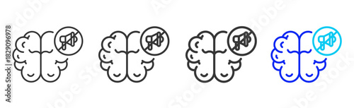 quiet mind icon set collection in creative outline style for states of mind featuring multiple thickness variations suitable for wellness meditation relaxation visual ai