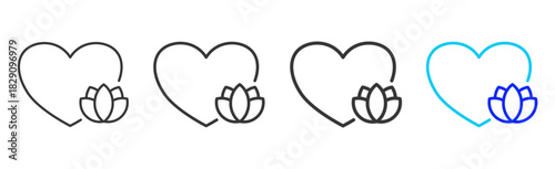 inner peace icon set collection in creative outline style for states of mind featuring multiple thickness variations suitable for wellness meditation relaxation visual ai