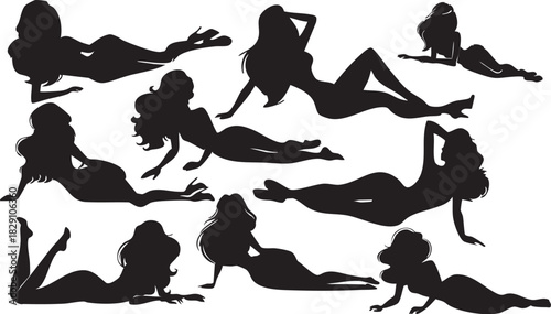Sexy Fashion Model Woman Silhouettes  Vector Fully Editable Smart Object Text Effect