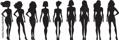 Standing Fashion Model Woman Silhouettes  Vector Fully Editable Smart Object Text Effect