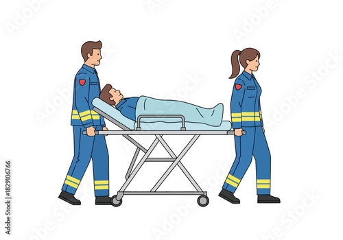 Paramedics Transporting Patient on Stretcher in Emergency Situation