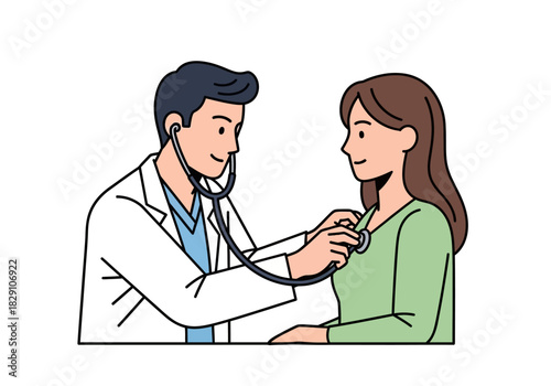 Doctor Examining Patient with Stethoscope Illustration