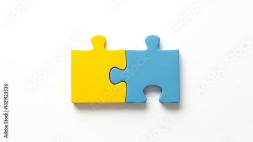Two complementary puzzle pieces fitting together on a white background symbolizing harmony and relationship compatibility