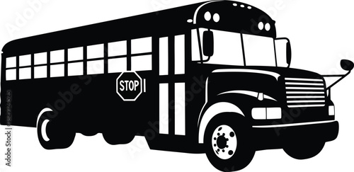 Classic yellow school bus silhouette transportation vehicle education childcare transport icon vector