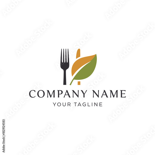 Elegant logo featuring a fork and leaf, symbolizing healthy eating and natural food options.