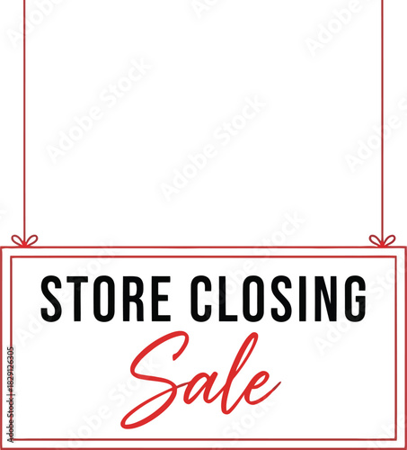 Store closing sale signage: retail shop discount banner for business liquidation promotion