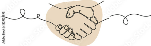 Modern minimalist handshake line art for business deal, partnership, trust, greeting