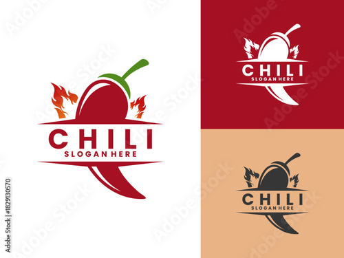 Red chili simple logo design vector template. spicy hot logo design vector