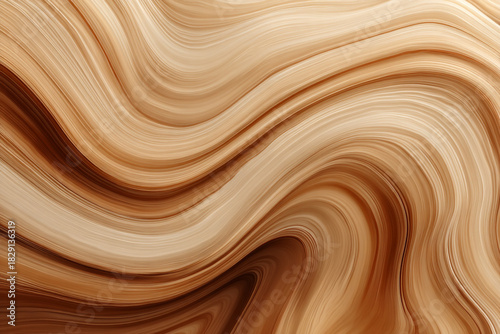 A flowing abstract pattern of warm brown and cream tones forms elegant wavy lines creating a sense of smooth motion and gentle curves.