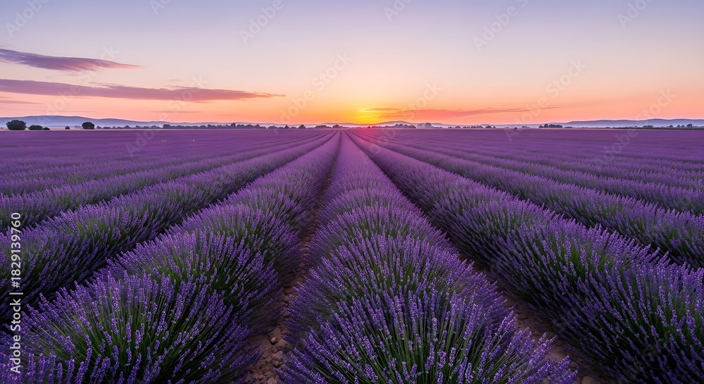 Obraz premium Lavender Fields at Sunset Aromatic Beauty in the Countryside
