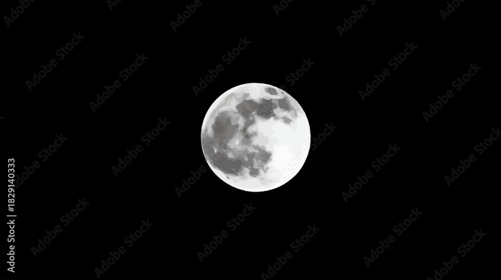 Obraz premium Bright Full Moon Illuminating the Vast Dark Night Sky with Visible Craters and Textured Surface