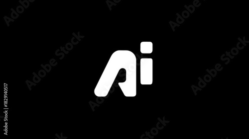 AI (Artificial Intelligence) stylized white text icon on a black background, representing modern technology and machine learning concept