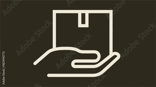 Hand holding delivery box icon. Concept of shipping, parcel service, e-commerce, logistics, and order fulfillment.