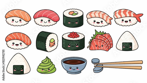 sushi set vector