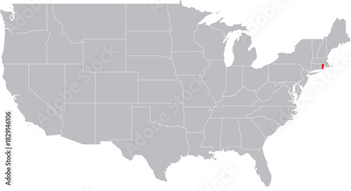 Tableau sur toile Rhode Island State on Map of USA Editable Vector