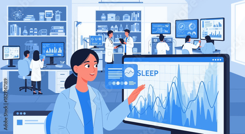 Innovative sleep study analysis presented by a scientist in a modern laboratory