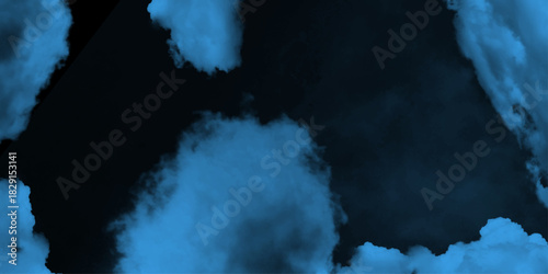 Abstract Blue Smoke Cloudscape: Ethereal Night Texture. blue powder and black smoke. Blue smoke swirling in a dark environment, creating a mystical atmosphere with subtle light effects