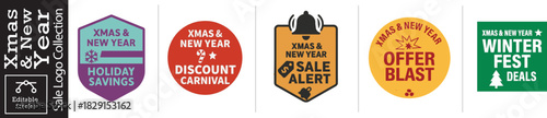Boost your holiday sales with this vibrant Xmas & New Year collection of discount badges to entice shoppers to your winter promotion and seasonal offers