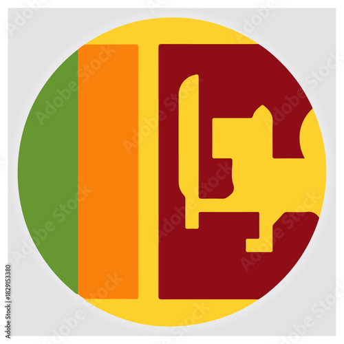 Sri lanka flag national emblem circle icon vector graphic art isolated on white background, Vector