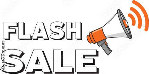Dynamic Flash Sale Announcement with Megaphone Icon Symbolizing Urgent Limited-Time Discounts and Special Offers for Shoppers