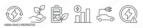 Renewable energy  thin line icon set. Web minimal editable stroke icons