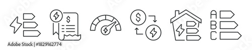 Efficiency energy thin line icon set. Web minimal editable stroke icons 