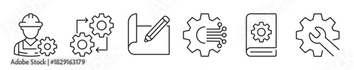 Engineering thin line icon set. Web minimal editable stroke icons