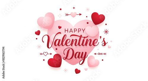 Valentine's Day Design with Hearts and Romantic Typography