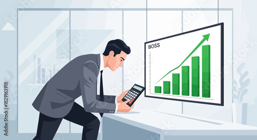 Executive Analysis: Examining a positive trend reflected on a data screen