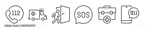Emergency thin line icon set. Web minimal editable stroke icons