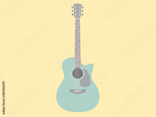 Light Blue Acoustic Guitar Illustration with Cutaway Design.