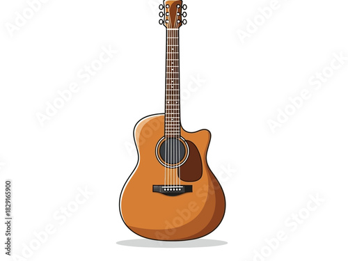 Acoustic Guitar Illustration with Strings and Frets.