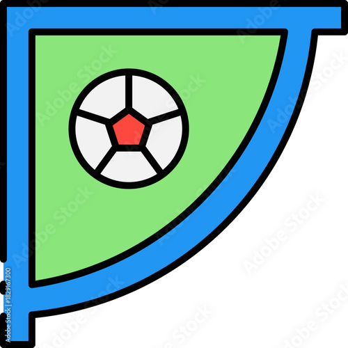 Corner kick in soccer, illustration of a sports concept