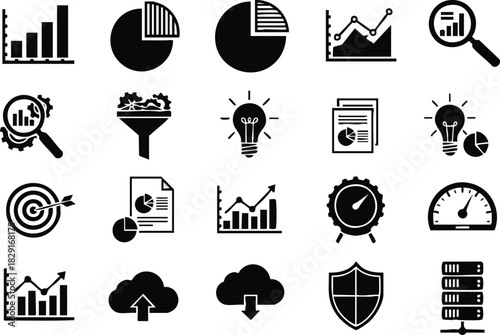Data Analysis Visualization Charts, Graphs, and Insights Icons Collection